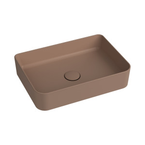 Massi Umywalka ceramiczna nablatowa brązowa bez otworu na baterie 50 x 35 cm LERA Cappuccino