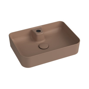 Massi Umywalka ceramiczna nablatowa brązowa z otworem na baterie 50 x 35 cm LERA Cappuccino