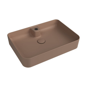 Massi Umywalka ceramiczna nablatowa brązowa z otworem na baterie 60 x 42 cm LERA Cappuccino
