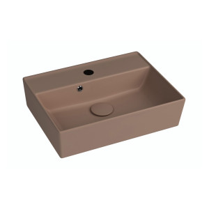 Massi Umywalka ceramiczna nablatowa / wisząca brązowa z otworem na baterie 50 x 38 cm LERA Cappuccino