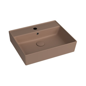 Massi Umywalka ceramiczna nablatowa / wisząca brązowa z otworem na baterie 55 x 45 cm LERA Cappuccino