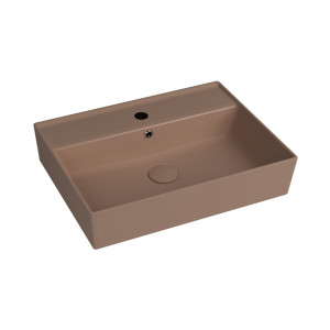 Massi Umywalka ceramiczna nablatowa / wisząca brązowa z otworem na baterie 60 x 45 cm LERA Cappuccino