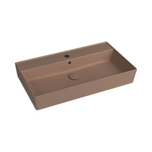 Massi Umywalka ceramiczna nablatowa / wisząca brązowa z otworem na baterie 80x45 cm LERA Cappuccino