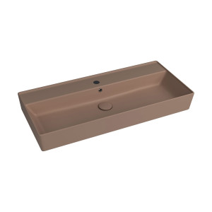 Massi Umywalka ceramiczna nablatowa / wisząca brązowa z otworem na baterie 100 x 45 cm LERA Cappuccino