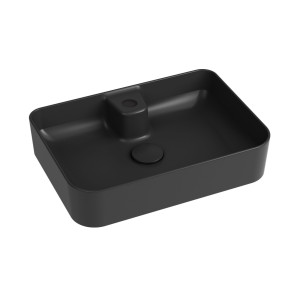 Umywalka ceramiczna nablatowa czarna z otworem na baterię 50x35 cm LERA Black