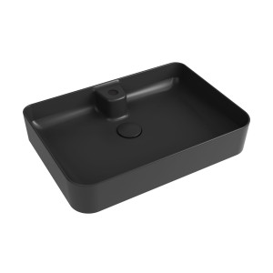 Massi Umywalka ceramiczna nablatowa czarna z otworem na baterię 60x42 cm LERA Black