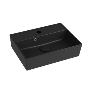Massi Umywalka ceramiczna nablatowa / wisząca czarna z otworem na baterię 50x38 cm LERA Black