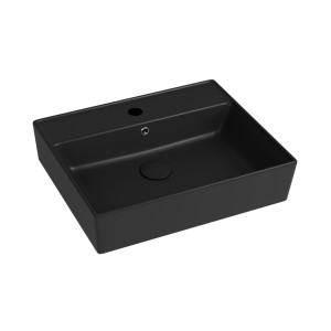 Massi Umywalka ceramiczna nablatowa / wisząca czarna z otworem na baterie 55x45 cm LERA Black