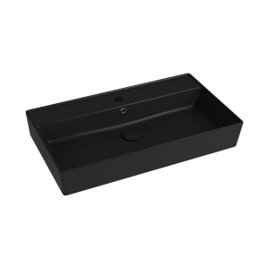 Massi Umywalka ceramiczna nablatowa / wisząca czarna z otworem na baterie 80x45 cm LERA Black