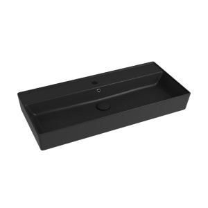 Massi Umywalka ceramiczna nablatowa / wisząca czarna z otworem na baterie 100x45 cm LERA Black
