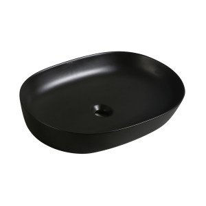 Umywalka ceramiczna nablatowa owalna czarna 60 x 41 cm VIRVE black Slim cienki rant