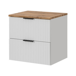 Zestaw Szafka umywalkowa biała ASTROS 60 x 46 cm White z dębowym blatem OAK