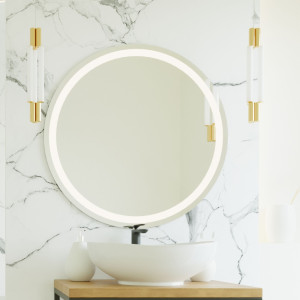 Lustro okrągłe wiszące podświetlane barwa światła neutralna LUMO LED 50 cm MASSI
