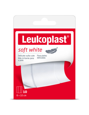 ESSITY ITALY SpA Leukoplast Soft White 100x8cm 10 Pezzi - Nastro Adesivo Morbido per Fissaggio Ferite