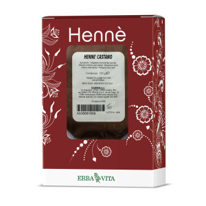 Henné Castano Tintura in Polvere, Erba Vita, 100g, Colorazione Naturale per Capelli Castano
