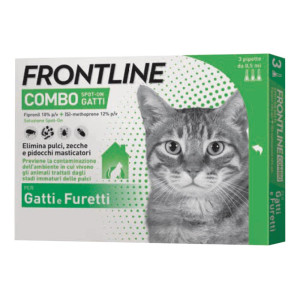 BOEHRINGER ING.ANIM.H.IT.SpA Frontline Combo Spot-On per Gatti e Furetti - 3 Pipette da 0,5ml, Protezione Efficace contro Zecche e Pulci