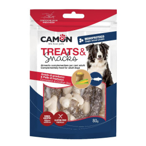 CAMON spa * CAMON CANE SNACK TREATS OSSO PELLE SALMONE 14PZ 80GR