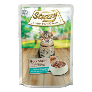 SCHESIR SPA STUZZY GATTO BOCCONCINI JELLY PESCE BIANCO 85GR (bustina)