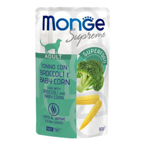 MONGE & C. S.P.A Monge Supreme Gatto Adulto Tonno con Broccoli e Baby Corn, 80 g 