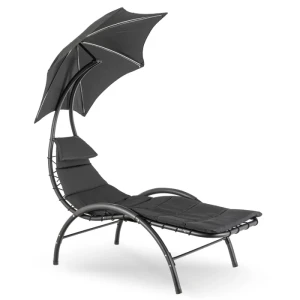Leżak Ogrodowy z Parasolem CARPA Czarny