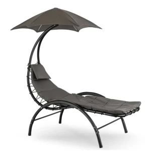 Leżak Ogrodowy z Parasolem CARPA Szary