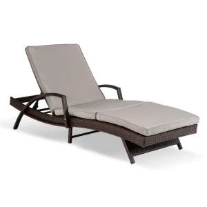 Fotel Ogrodowy Leżak FELIZ Technorattan Brązowy/Szary