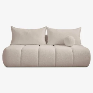 Sofa z Funkcją Spania SARIA Beżowa Boucle Nowoczesna
