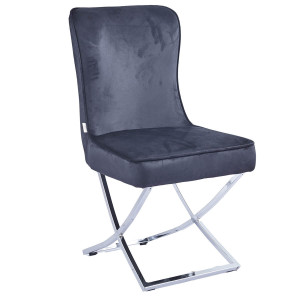 Krzesło Glamour Y-2010 szary welur srebrne nogi | OUTLET
