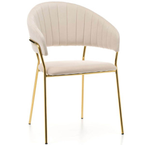 Krzesło Glamour C-889 | Beżowy welur | Złote nogi | Outlet