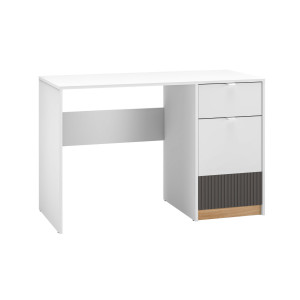 Biurko komputerowe TORINO 08 | Biały, grafit, dąb castello