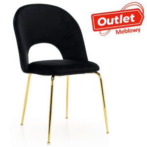 Krzesło Glamour KC-903-2 czarny welur, nogi złoty chrom | OUTLET