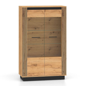 Witryna z lamelami URSO 05 | Dąb craft złoty, czarny