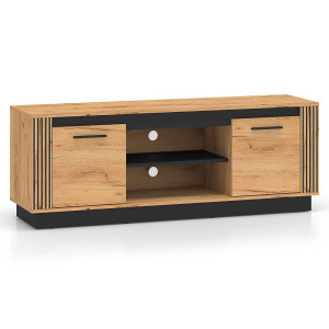 Szafka RTV z lamelami URSO 08 | Dąb craft złoty, czarny