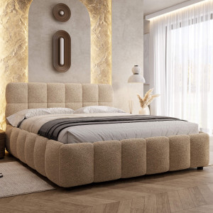 Łóżko tapicerowane z pojemnikiem 4583G | 160x200 | Boucle | Beż #8