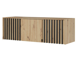 Nadstawka na szafę NELLY 3D | Dąb artisan | Czarne lamele