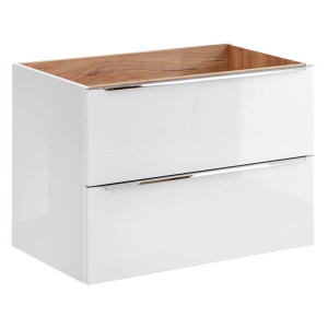 Szafka pod umywalkę 80cm 2 szuflady | Kolekcja Capri White | Biały Połysk, Dąb Złoty Craft
