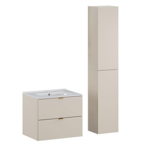 Zestaw meblowy 60cm z umywalką meblową Lava i szafką wysoką | Kolekcja Dalia Cashmere | Kaszmirowy Mat