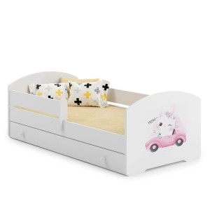 Łóżko dziecięce LUK z szufladą i barierką 70x140 Księżniczka w koronie