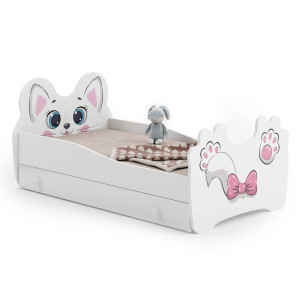 Łóżko pojedyncze Pink Cat 80x160 z szufladą