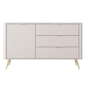 Komoda LANTE 1D3S | 138cm | Beżowy | Złote nogi