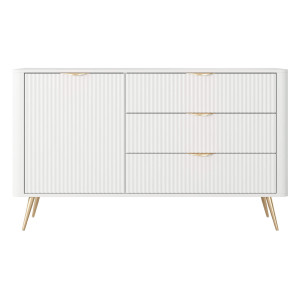 Komoda LANTE 1D3S | 138cm | Biały | Złote nogi