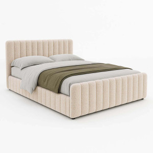 Łóżko tapicerowane z pojemnikiem SFG0167 | 140x200 | Boucle | Beż #4 | OUTLET