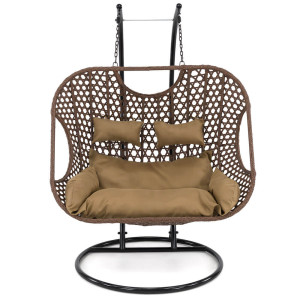 Fotel wiszący ogrodowy dwuosobowy KINGSTON SC-N1 | Technorattan | Brązowy | OUTLET