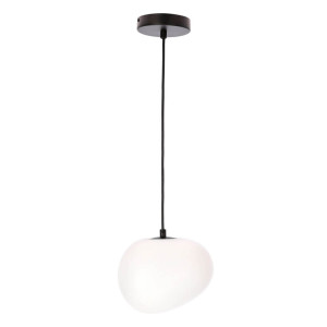 Lampa wisząca STONES 20 cm w stylu Japandi z białym akrylowym kloszem inspirowanym kamieniem