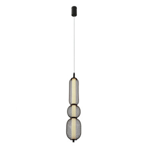 Lampa wisząca druciana PUMA z podłużnym kloszem 14 x 71 cm – designerskie oświetlenie salonu LED 3000K