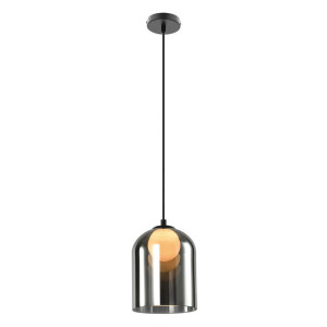 Lampa wisząca KLEA szklana – z grafitowym oraz mlecznym kloszem – nowoczesna lampa nad stół do salonu G9 LED