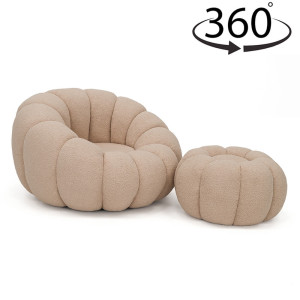 Fotel obrotowy z podnóżkiem CX2030 Pumpkin | Bouclé | Beż #5