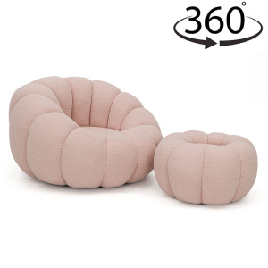 Fotel obrotowy z podnóżkiem CX2030 Pumpkin | Bouclé | Róż #6