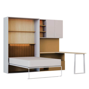 Meblościanka z biurkiem + półkotapczan LUMI | kaszmir-curry