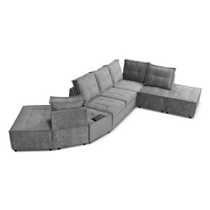 Narożnik modułowy z funkcją spania KIARA PUFA+R2+R4+2F+R1+1+PUFA | Kolor do wyboru